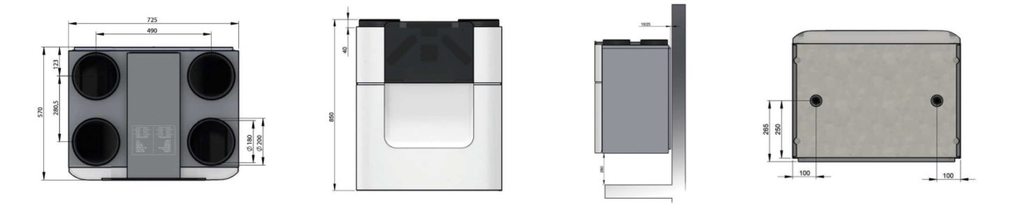 Размеры Zehnder ComfoAir Q600 ST