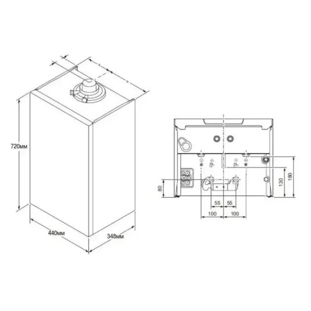 Габариты котла Vaillant ecoTEC plus VUW 26CS/1-5 (N-INT2), фото - 3
