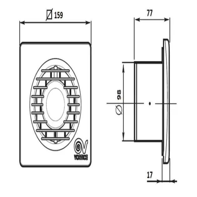 Габаритне креслення вентилятора Vortice Punto Filo MF 100/4 LL, фото - 8