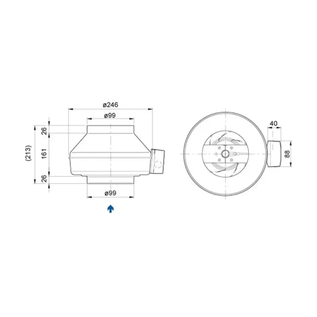 Розміри вентилятор Systemair K 100 XL, фото - 5