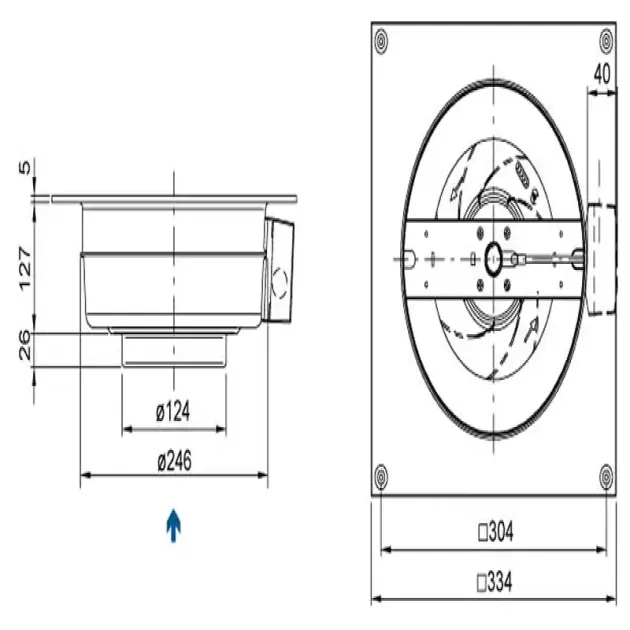 Размеры канального вентилятора Systemair KV 100 XL, фото - 3
