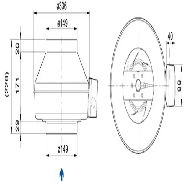 Размеры канального вентилятора Systemair K 150 XL, фото - 6