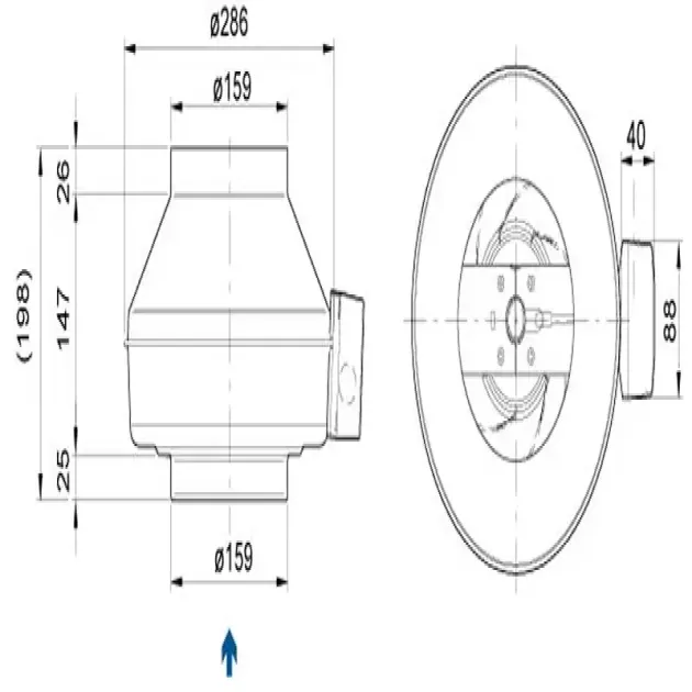 Размеры канального вентилятора Systemair K 160 M, фото - 2