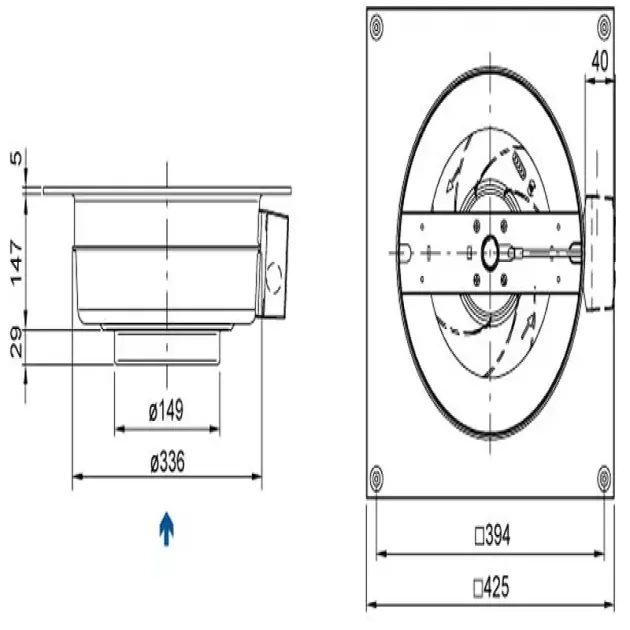 Размеры канального вентилятора Systemair KV 150 XL, фото - 3