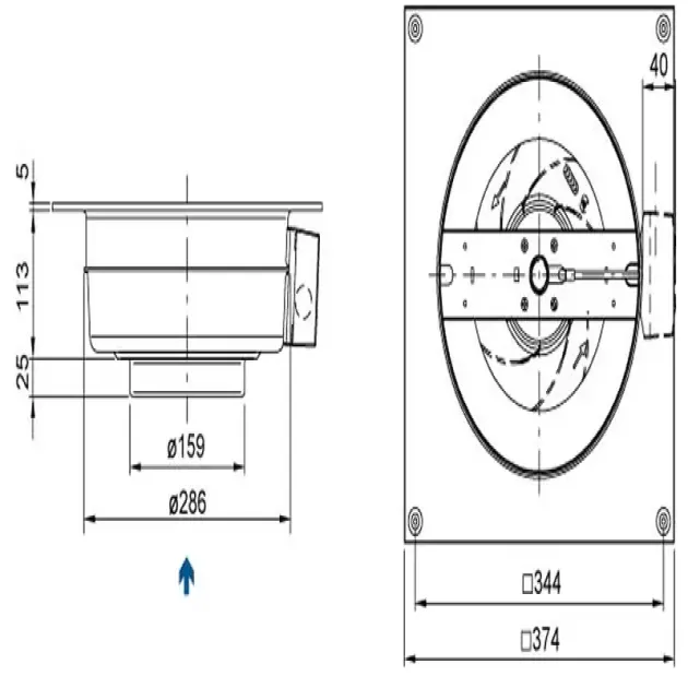 Розміри канального вентилятора Systemair KV 160 М, фото - 3