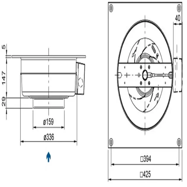 Розміри канального вентилятора Systemair KV 160 XL, фото - 3