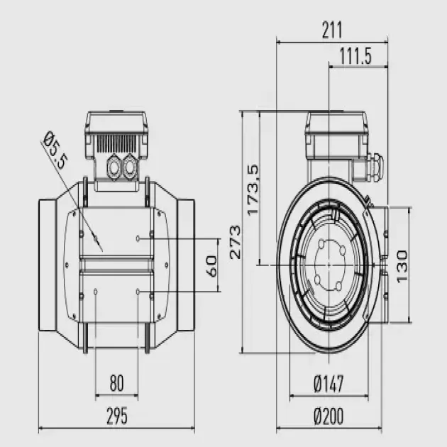 Размеры канального вентилятора Soler&Palau TD-500/150 ECOWATT, фото - 4