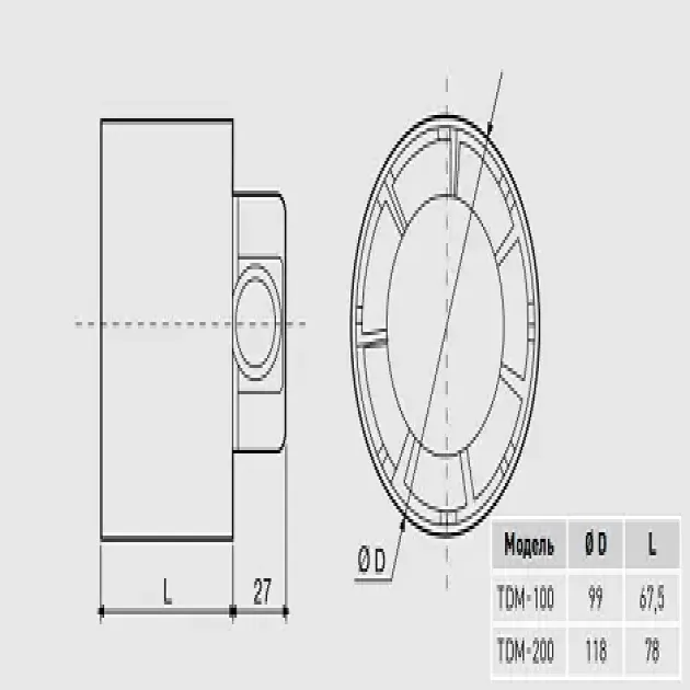 Размеры канального вентилятора Soler&Palau TDM-200, фото - 4