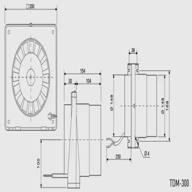 Розміри канальні вентилятори Soler&aPalau TDM-300, фото - 3