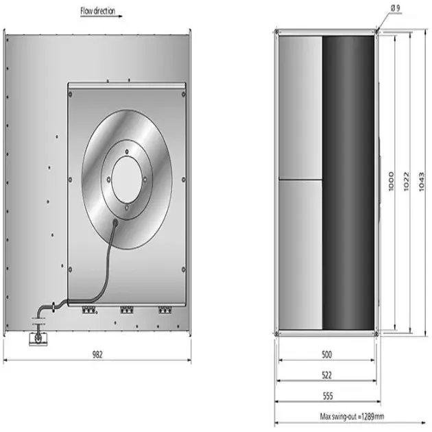 Габаритный чертёж канального вентилятора Ostberg RK 1000x500, фото - 22