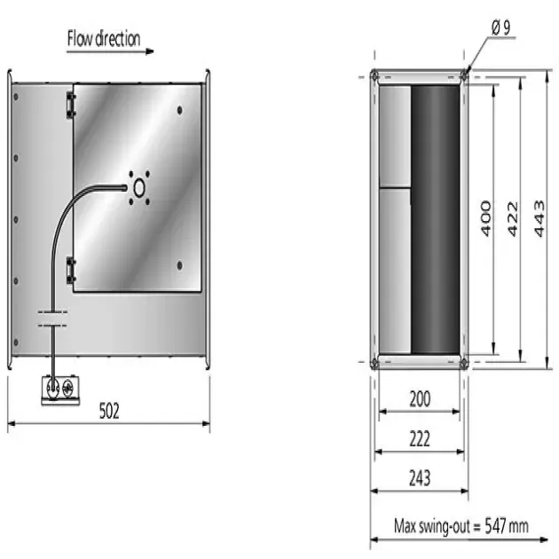 Габаритный чертёж канального вентилятора Ostberg RKB 400x200 ErP, фото - 7