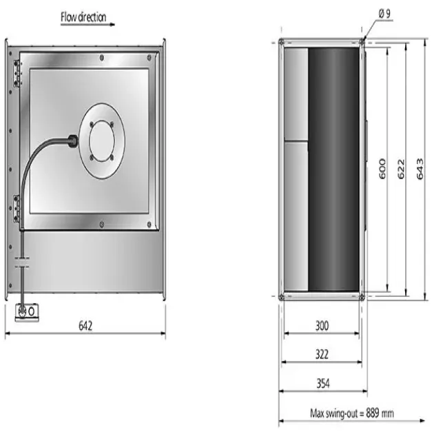 Габаритный чертёж канального вентилятора Ostberg RKB 600x300 B3 ErP, фото - 15