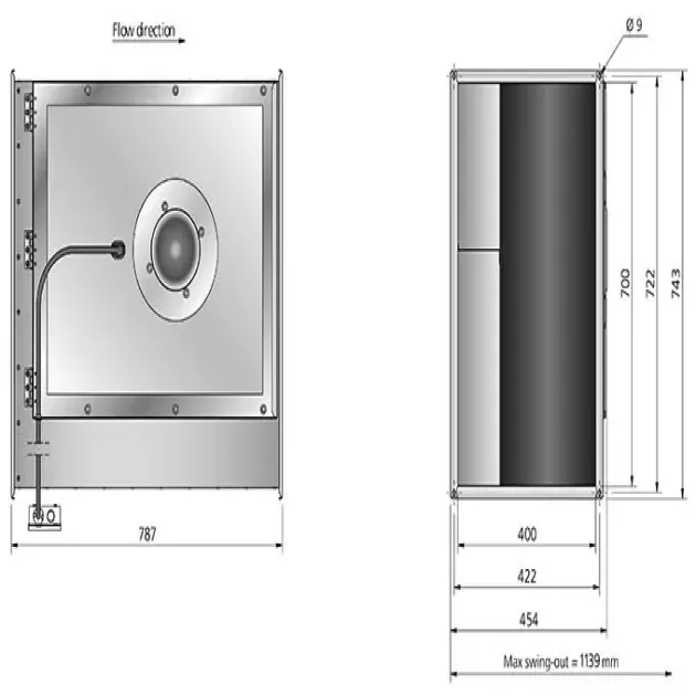 Габаритный чертёж канального вентилятора Ostberg RKB 700x400 ErP, фото - 22