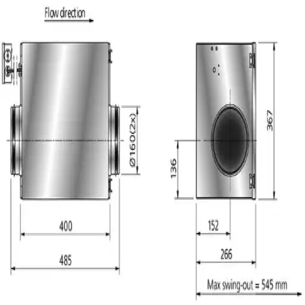 Габаритне креслення канальні вентилятори Ostberg IRE 160, фото - 9