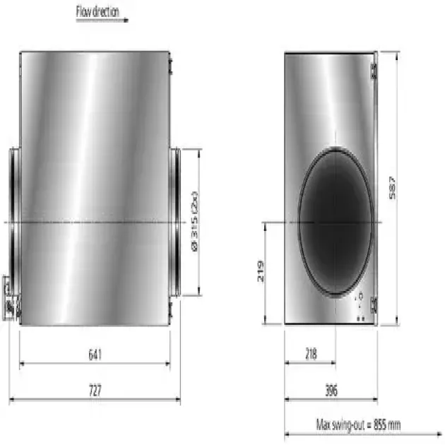 Габаритне креслення канальні вентилятори Ostberg IRE 315 B3 ErP, фото - 13