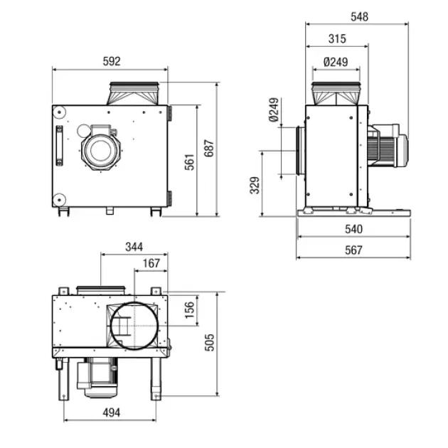 Габаритне креслення припливної установки Maico EKR 25-2, фото - 5