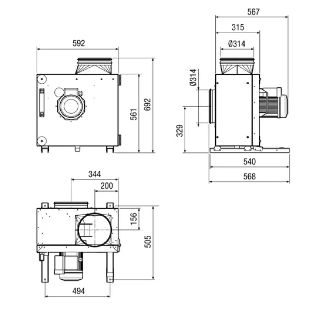 Габаритне креслення припливної установки Maico EKR 31-2, фото - 7