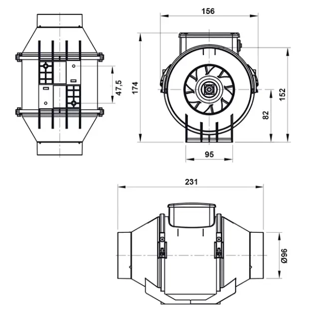 Размеры вентилятора Vortice Lineo 100 Q, фото - 4