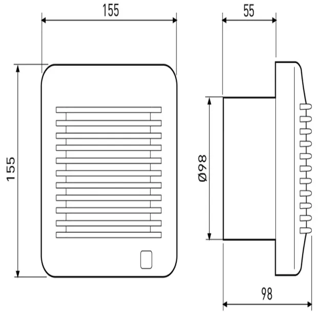 Габаритный чертеж вентилятора Soler&Palau EDM-100S, фото - 4