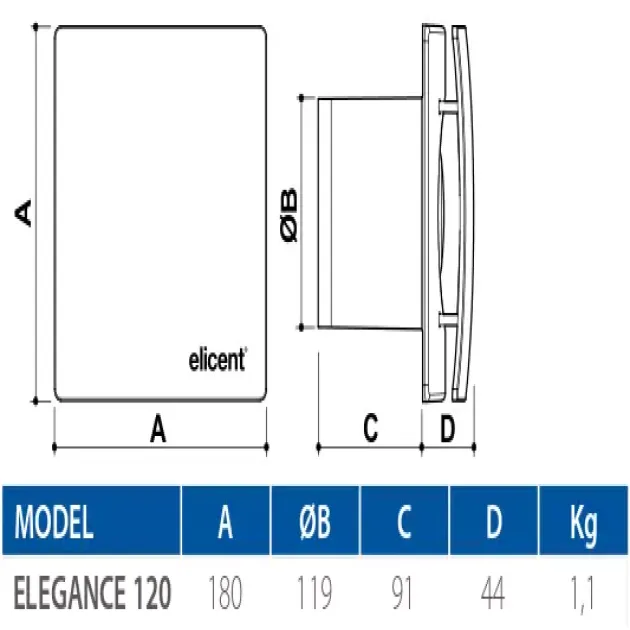 Розміри вентилятора Elicent Elegance 120 TIMER, фото - 8