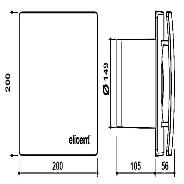 Габаритный чертёж вентилятора Elicent Elegance 150 TIMER, фото - 7