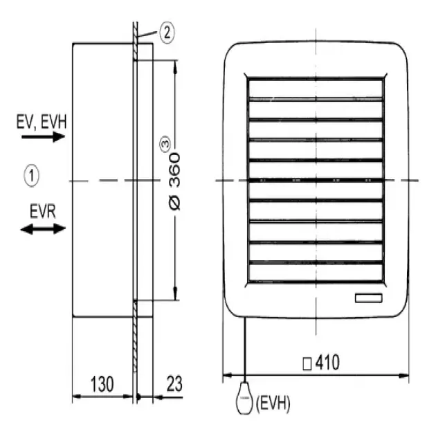 Габаритне креслення вентилятора Maico EVR 31, фото - 3