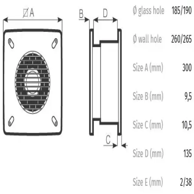 Габаритный чертёж приточно-вытяжной установки Vortice Vario 150/6" ARI, фото - 5