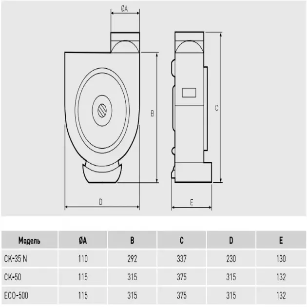 Розміри кухонного вентилятори Soler&amp;palau ECO-500, фото - 3