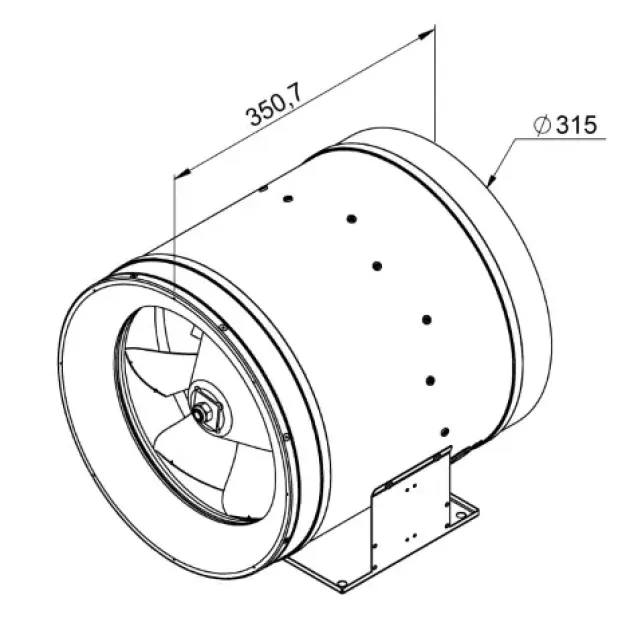Габаритне креслення канального вентилятора Ruck EL 315 D2 01, фото - 3