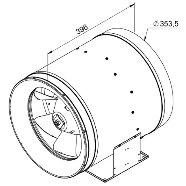 Габаритный чертёж канального вентилятора Ruck EL 355 D2 01, фото - 3