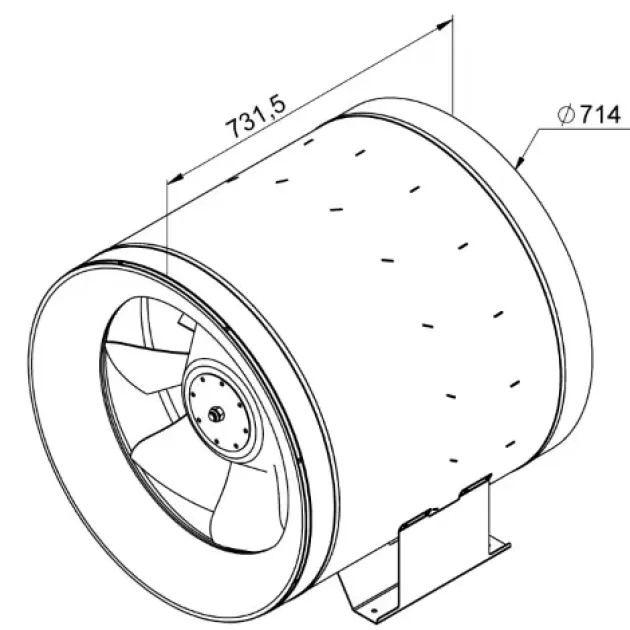 Габаритне креслення канального вентилятора Ruck EL 710 D4 01, фото - 3