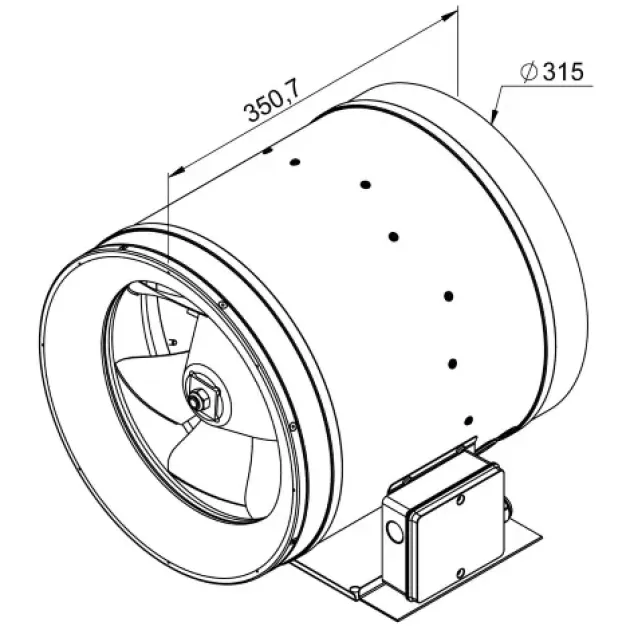 Габаритне креслення канального вентилятора Ruck EL 315 E2 03, фото - 3