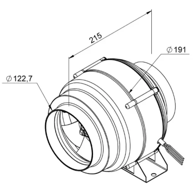 Габаритный чертёж канального вентилятора Ruck EL 125 E2M 01, фото - 3