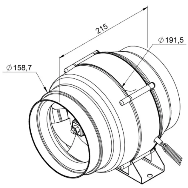 Габаритный чертёж канального вентилятора Ruck EL 160L E2M 01, фото - 3
