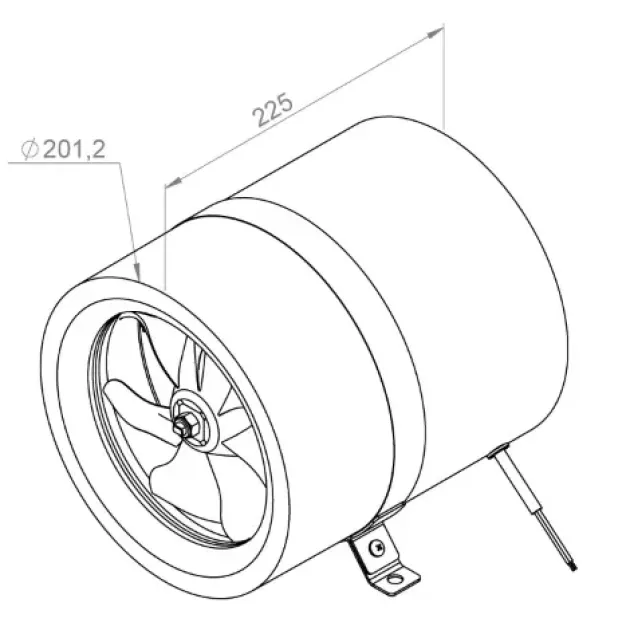 Габаритне креслення канального вентилятора Ruck EL 200 E2 01, фото - 3