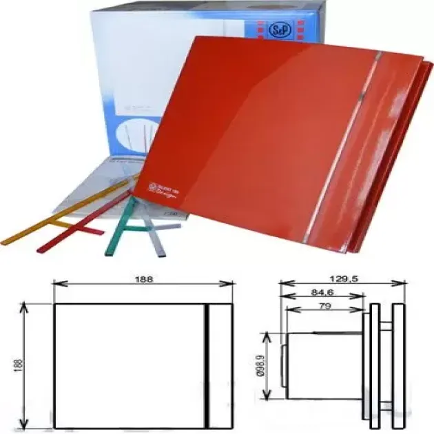 Вентилятор для ванной со сменными полосками Soler&Palau SILENT-100 CRZ RED DESIGN 4C, фото - 3