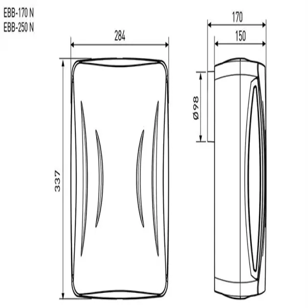 Габаритне креслення вентилятори Soler&Palau EBB-250 N HT, фото - 5