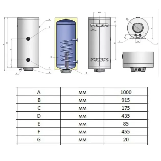 Бойлер Eldom Style DRY 100 2x1.0 kW 72270WD, фото - 2